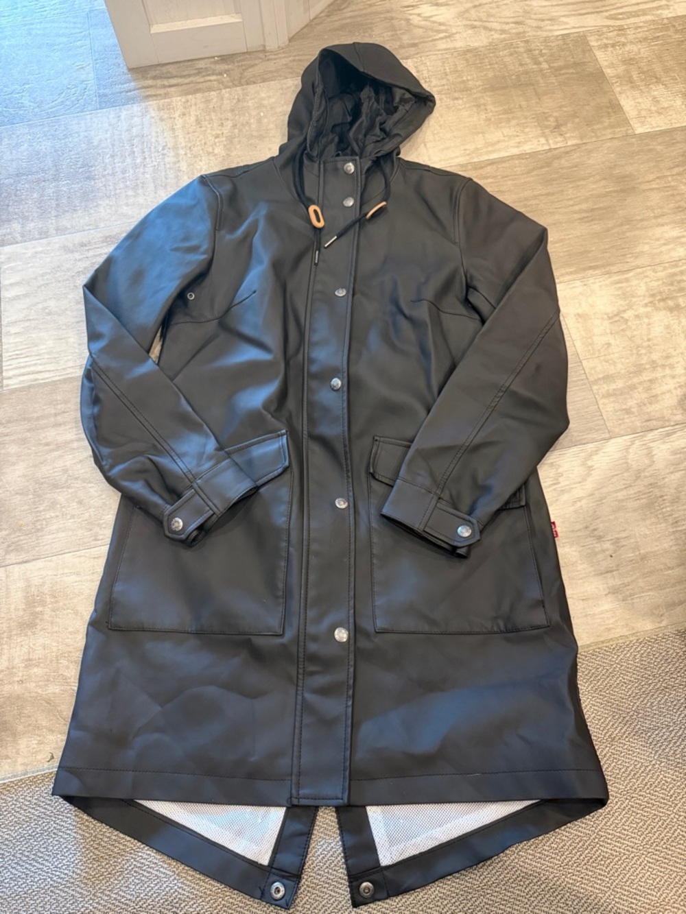 Levi's Black Hooded Trench Coat